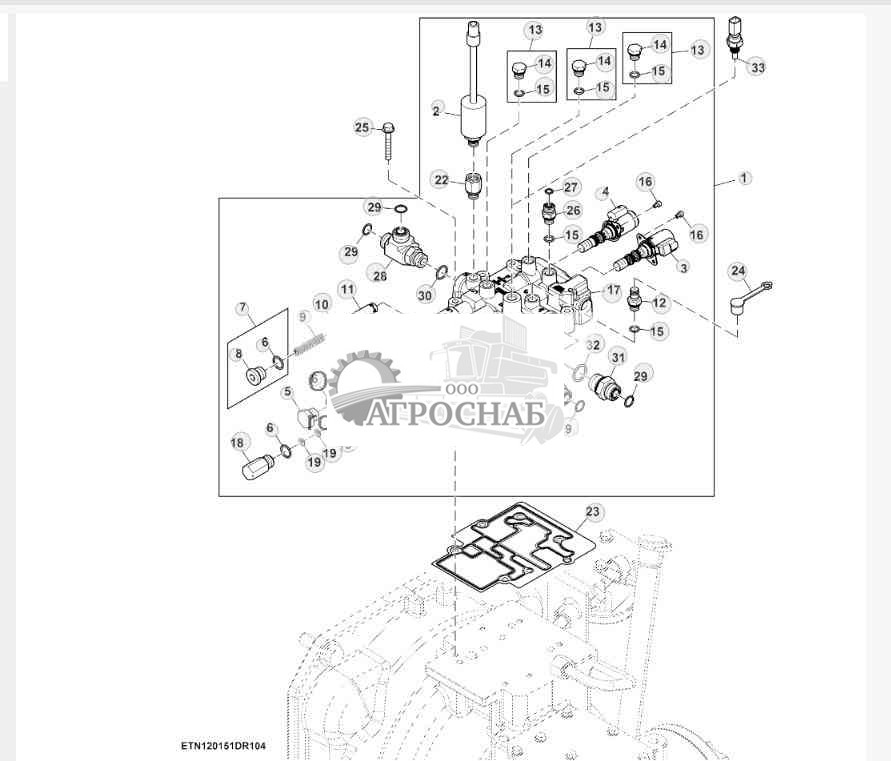 Клапан картера коробки передач двигателя, двигатели Tier 2 объемом 6,8 L 